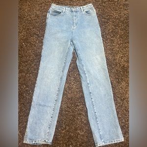 High waisted split hem jeans bum distress